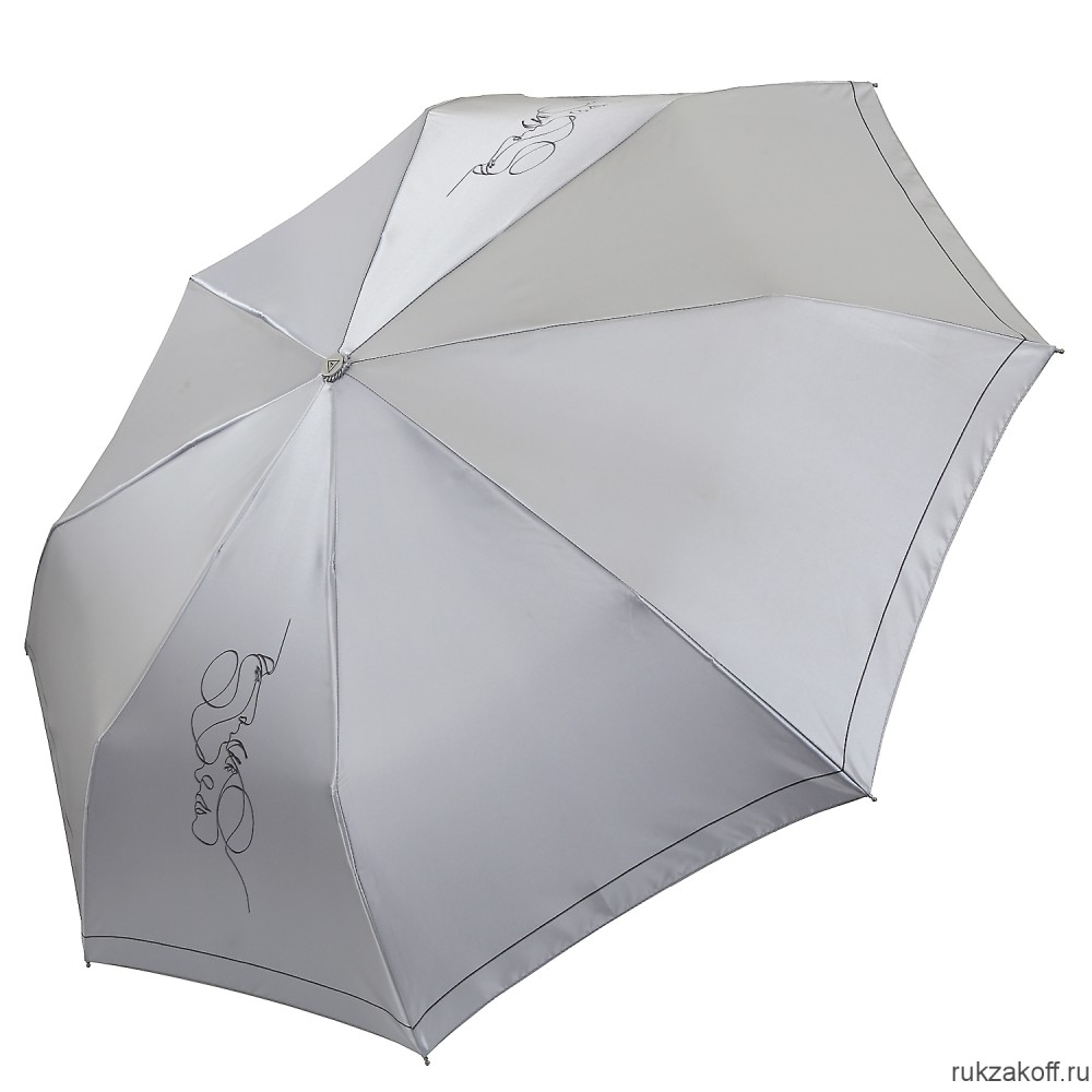 Женский зонт Fabretti L-20248-3 облегченный автомат, 3 сложения, сатин серый