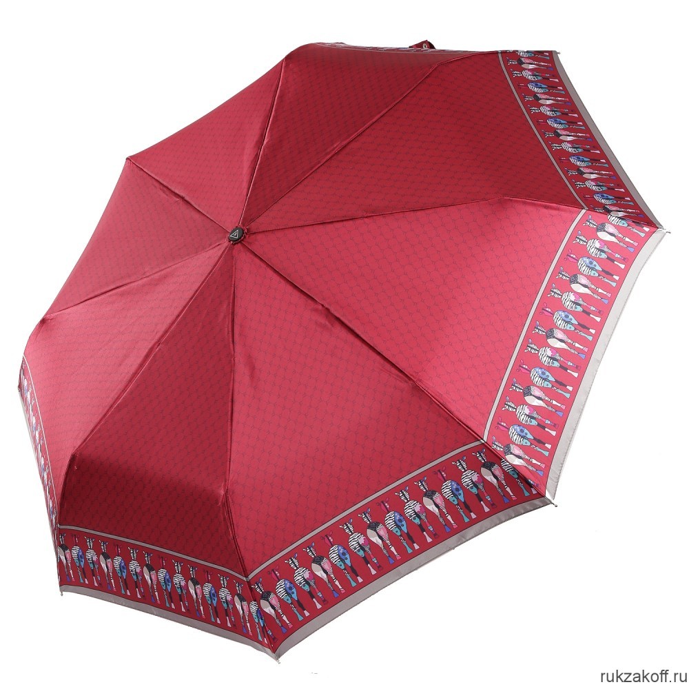 Женский зонт Fabretti UFS0032-4 автомат, 3 сложения, сатин бордовый