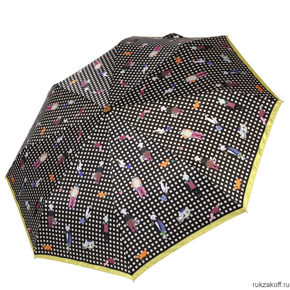 Женский зонт Fabretti L-20266-7 облегченный автомат, 3 сложения, сатин желтый