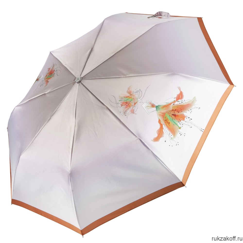 Женский зонт Fabretti UFLS0037-6 облегченный,  автомат, 3 сложения, сатин оранжевый