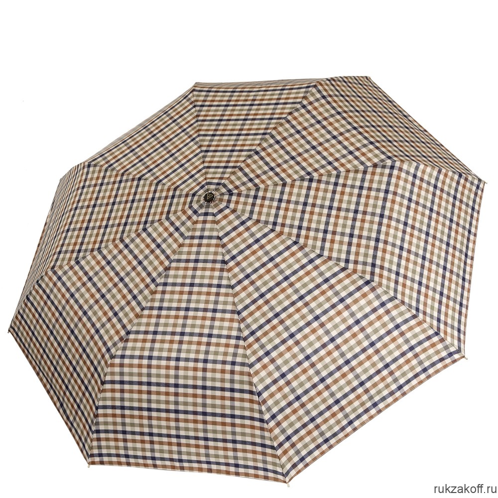 Женский зонт Fabretti FCH-5 облегченный, автомат, 3 сложения, клетка коричневый