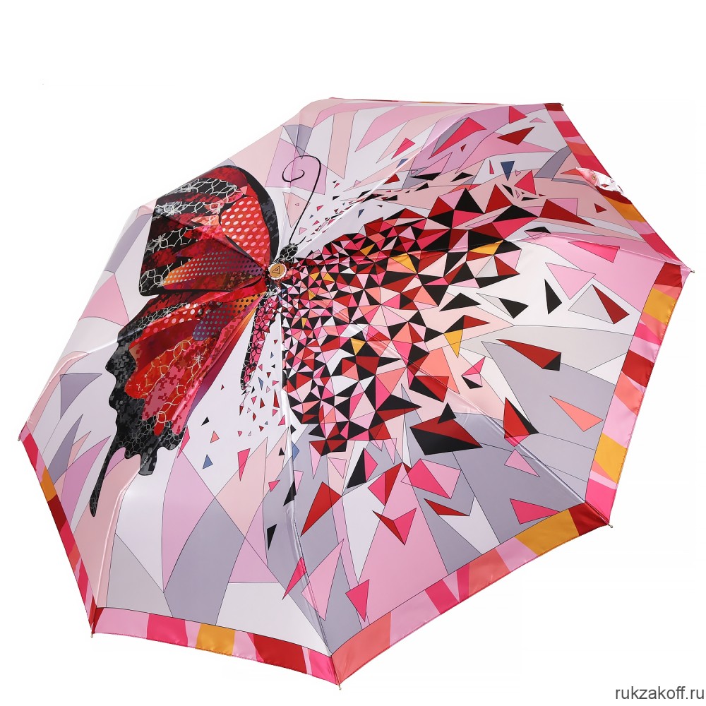Женский зонт Fabretti L-20274-5 облегченный автомат, 3 сложения, сатин розовый