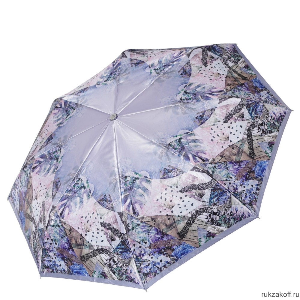 Женский зонт Fabretti L-20139-3 облегченный суперавтомат, 3 сложения,cатин серый