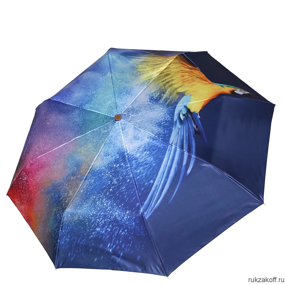 Женский зонт Fabretti L-20237-8 облегченный суперавтомат, 3 сложения,сатин синий