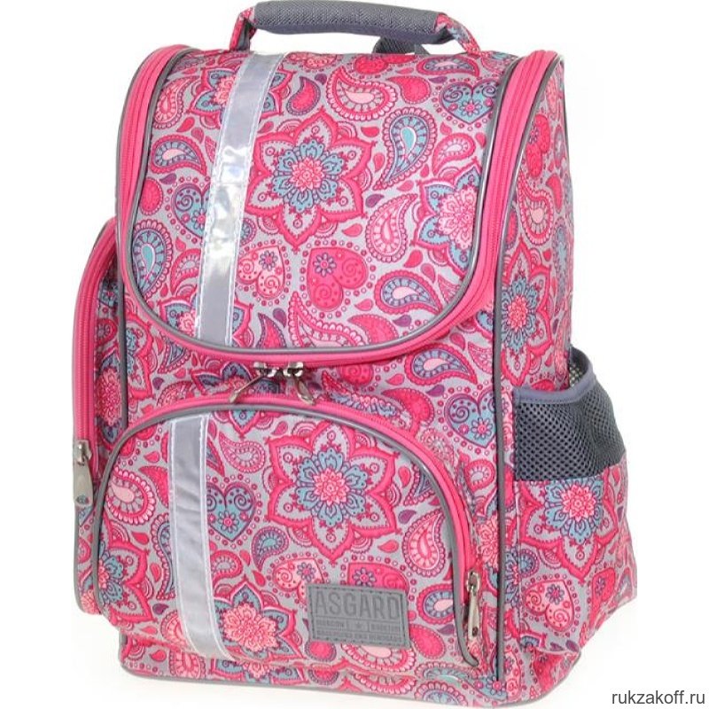 Школьный рюкзак Asgard Р-2401 ОгурцыЦветы серо-розовые