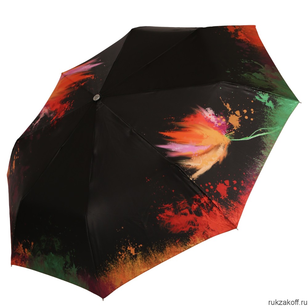 Женский зонт Fabretti UFLS0003-6 облегченный,  автомат, 3 сложения, сатин оранжевый