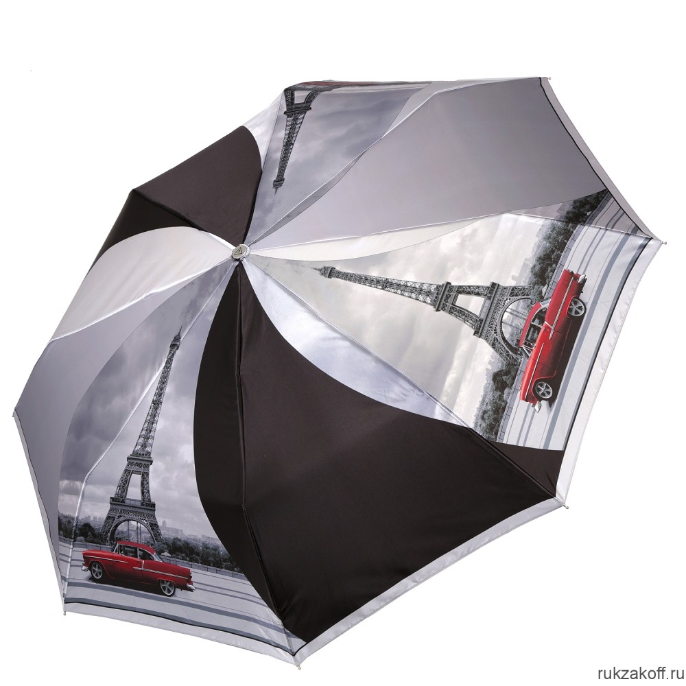 Женский зонт Fabretti L-20264-3 облегченный автомат, 3 сложения, сатин серый
