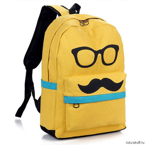Рюкзак с усами и очками желтый