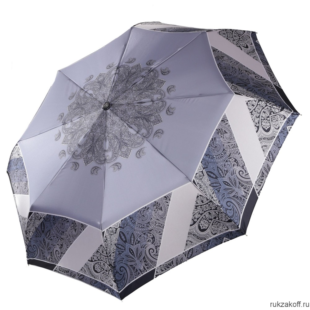 Женский зонт Fabretti UFS0045-3 автомат, 3 сложения, сатин серый