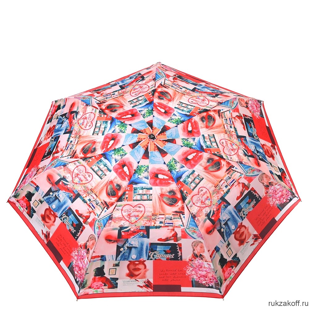 Женский зонт Fabretti P-20152-4 мини суперавтомат, 3 сложения,эпонж красный