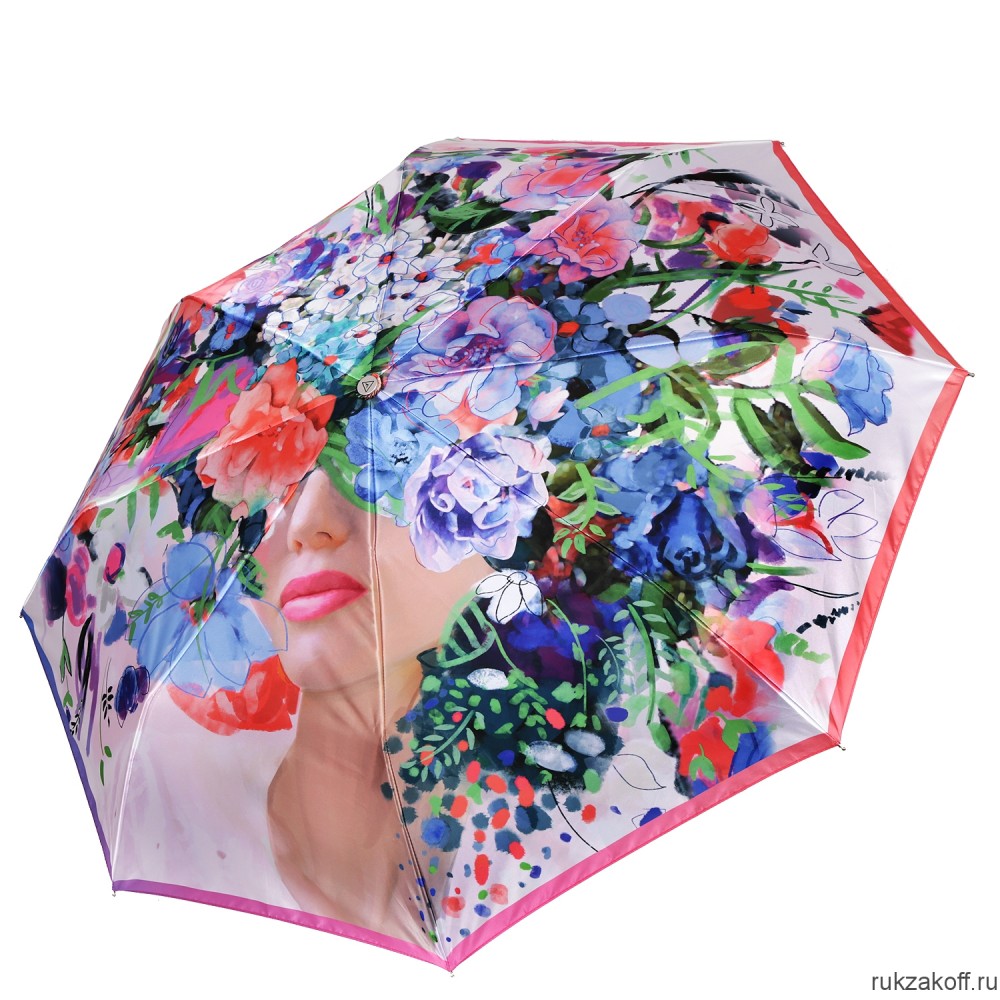 Женский зонт Fabretti L-20271-1 облегченный автомат, 3 сложения, сатин белый