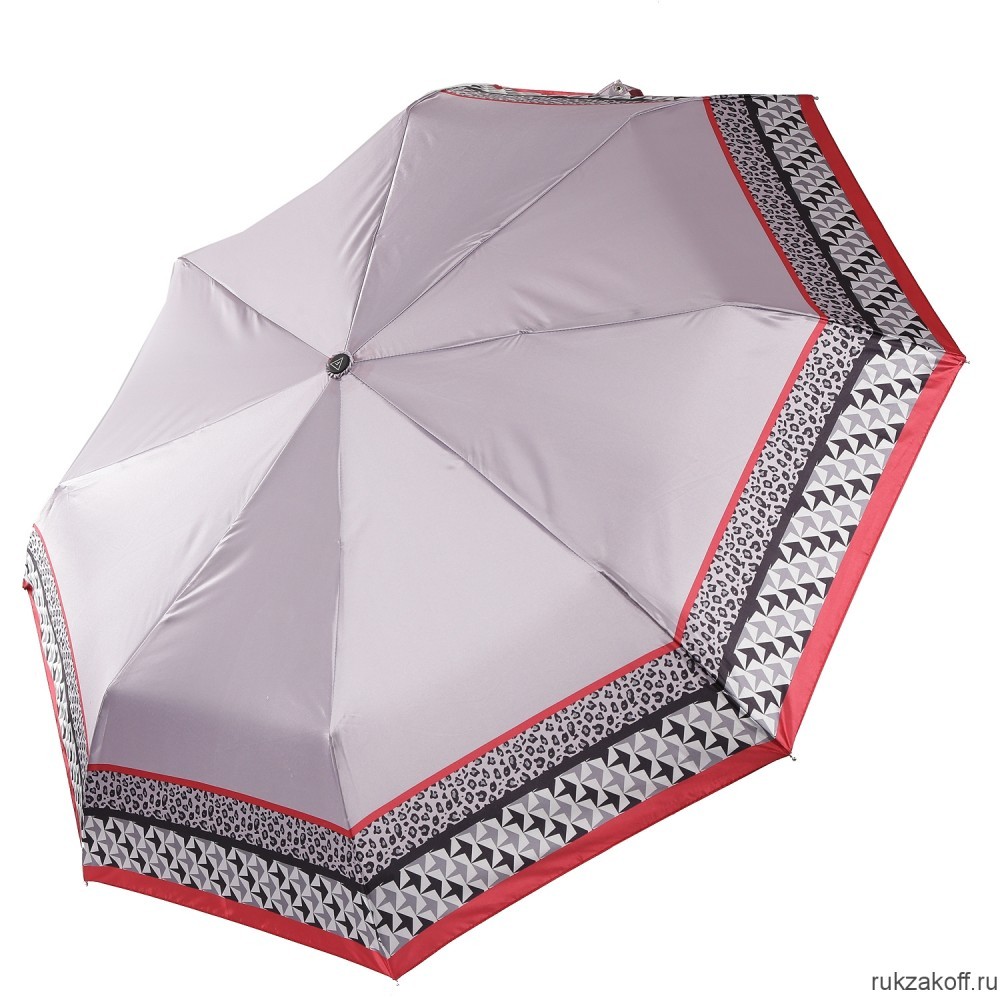 Женский зонт Fabretti UFS0053-3 автомат, 3 сложения, сатин серый