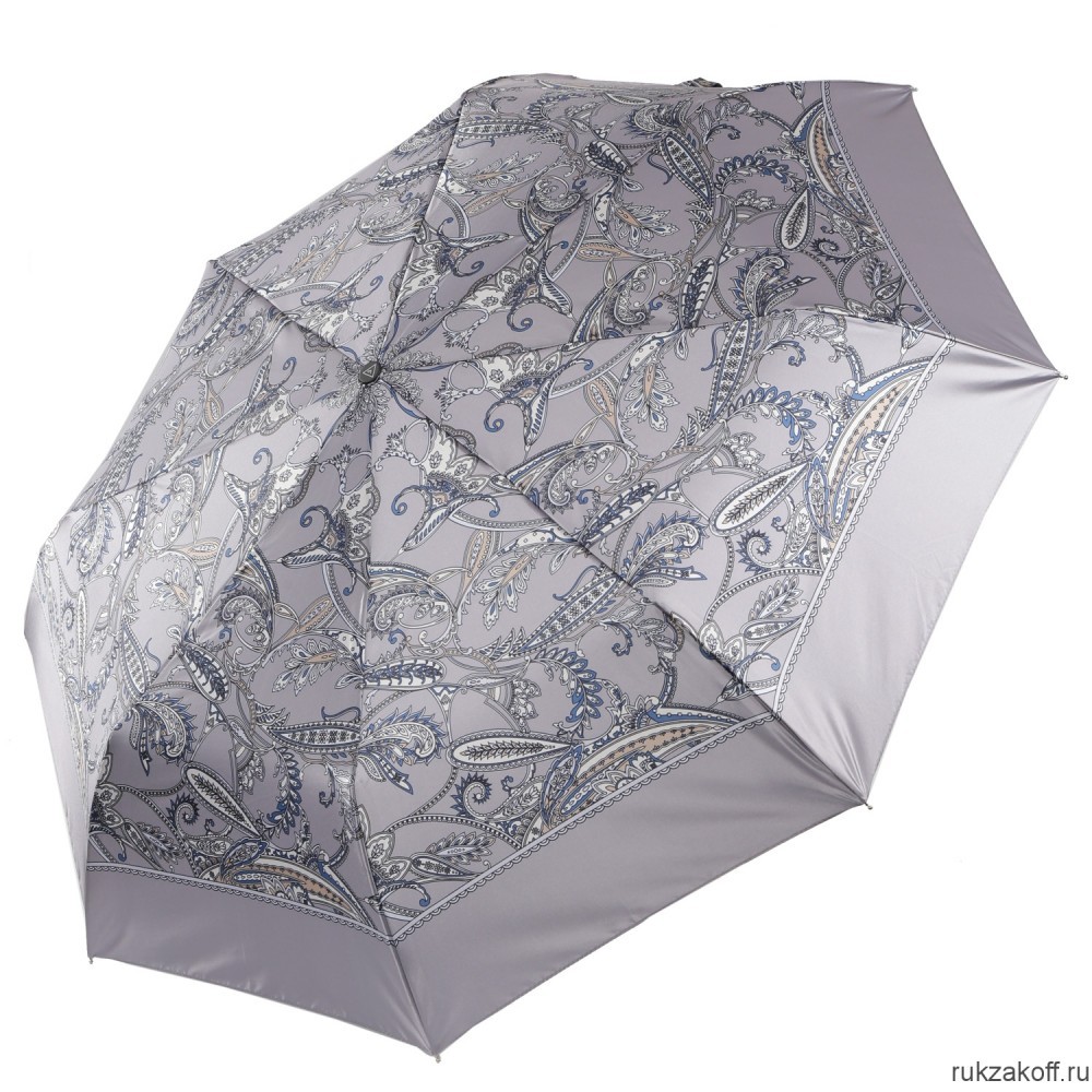 Женский зонт Fabretti UFS0055-3 автомат, 3 сложения,  сатин серый