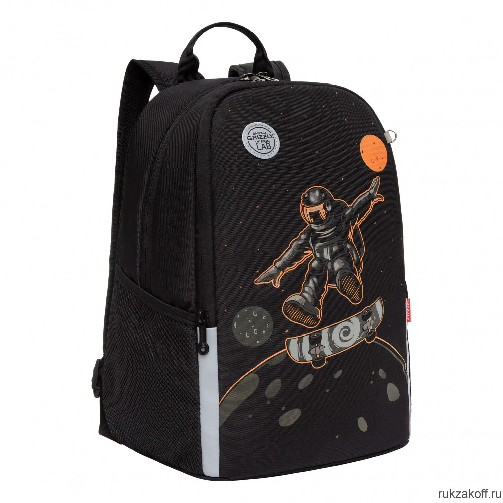 Рюкзак школьный GRIZZLY RB-251-2 черный - оранжевый