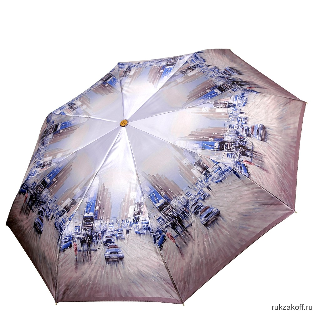 Женский зонт Fabretti L-20181-13 облегченный суперавтомат, 3 сложения,cатин бежевый