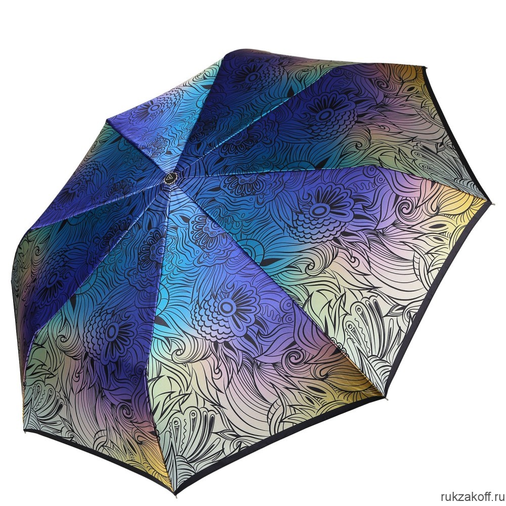 Женский зонт Fabretti UFS0050-8 автомат, 3 сложения, сатин синий