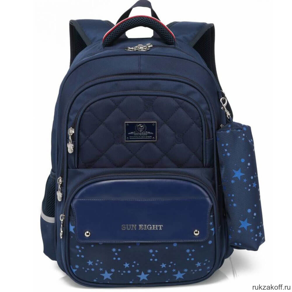 Рюкзак школьный в комплекте с пеналом Sun eight SE-2701 Тёмно-синий
