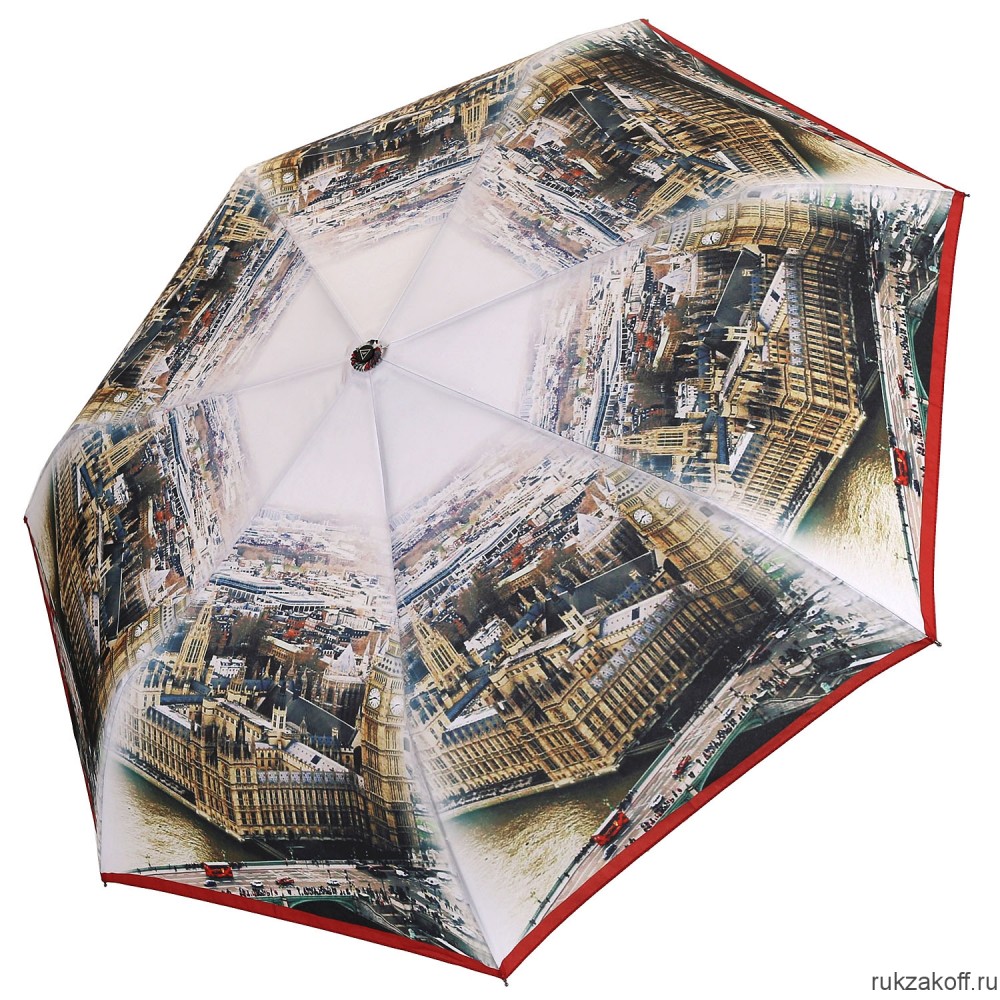 Женский зонт Fabretti P-20184-12 автомат, 3 сложения, эпонж коричневый