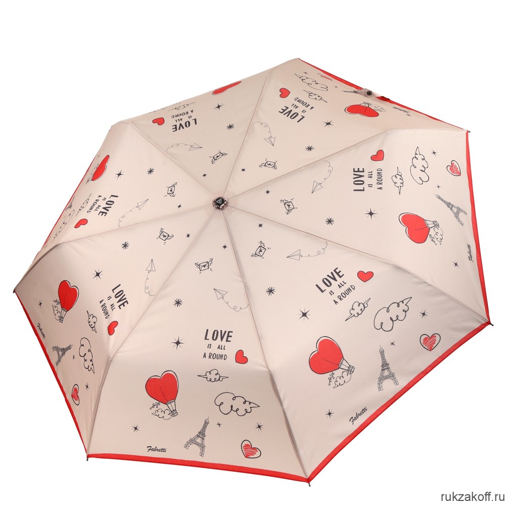 Женский зонт Fabretti P-20195-13 автомат, 3 сложения, эпонж бежевый