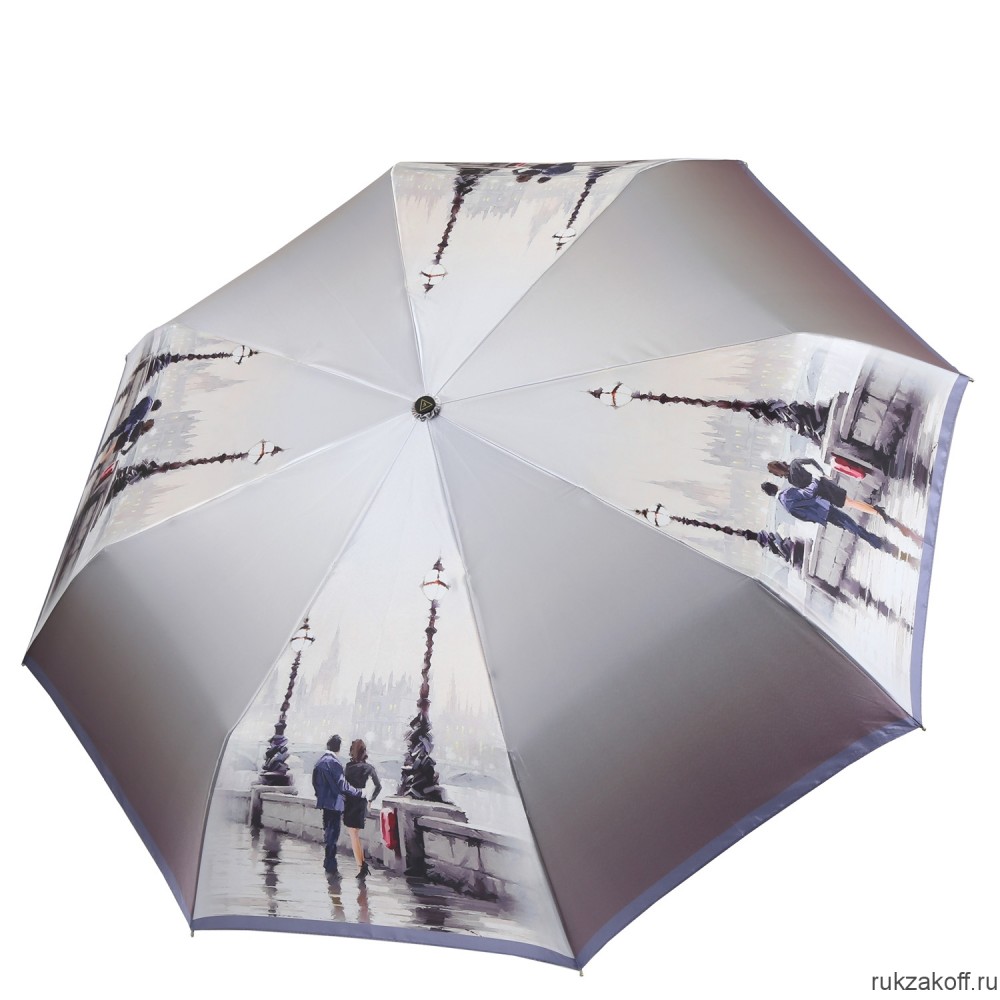 Женский зонт Fabretti S-20212-13 автомат, 3 сложения, сатин серый