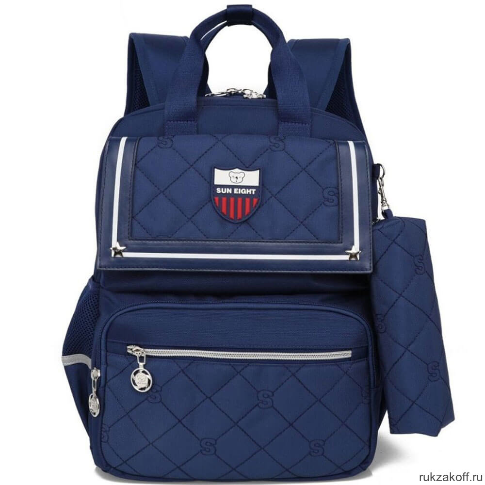 Рюкзак школьный в комплекте с пеналом Sun eight SE-2710 Тёмной-Синий