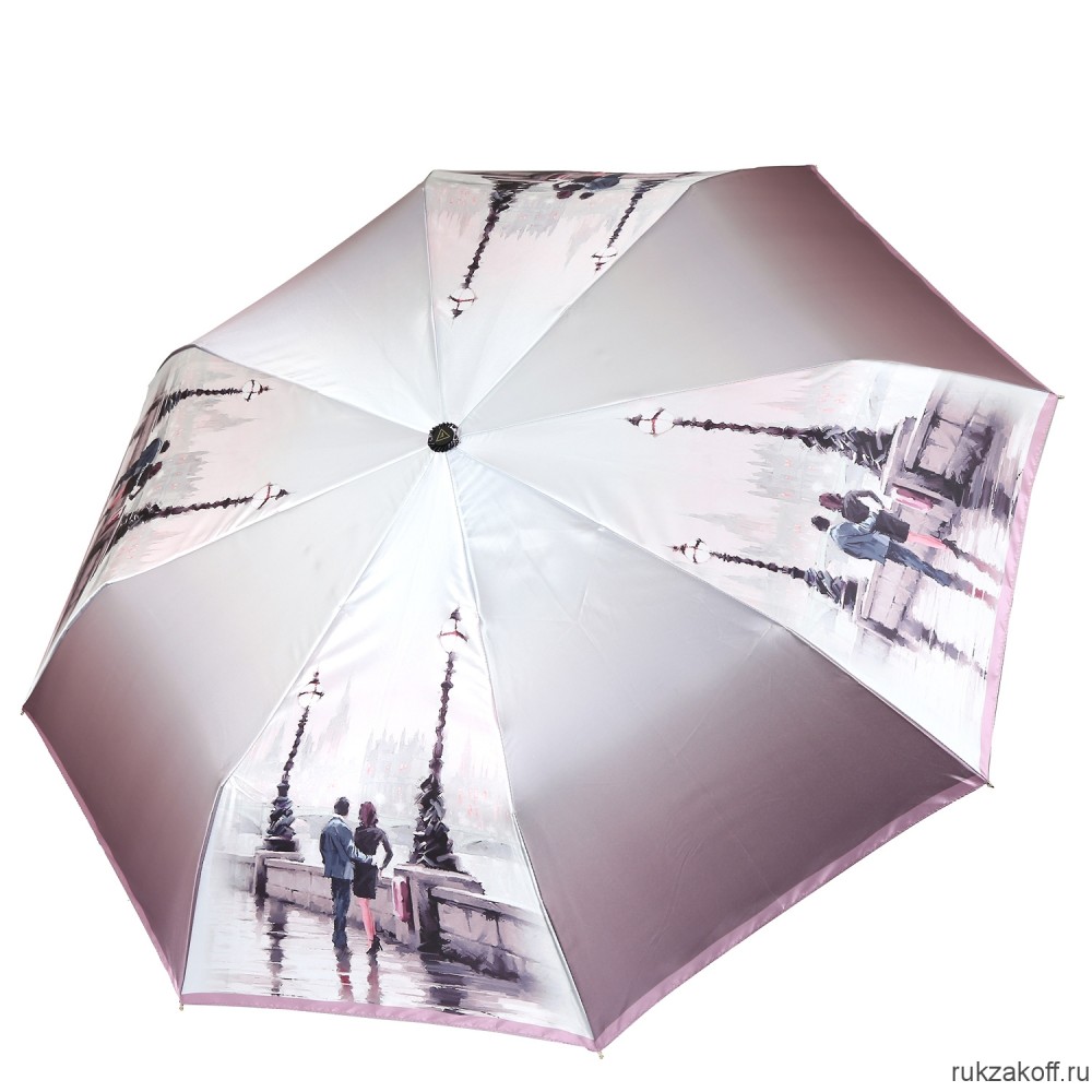 Женский зонт Fabretti S-20212-5 автомат, 3 сложения, сатин розовый