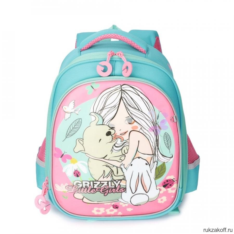 Рюкзак школьный Grizzly RA-979-4 Голубой/Розовый