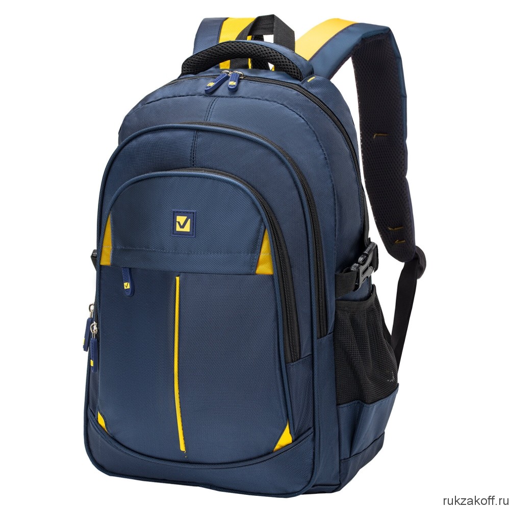 Рюкзак BRAUBERG TITANIUM синий желтые вставки
