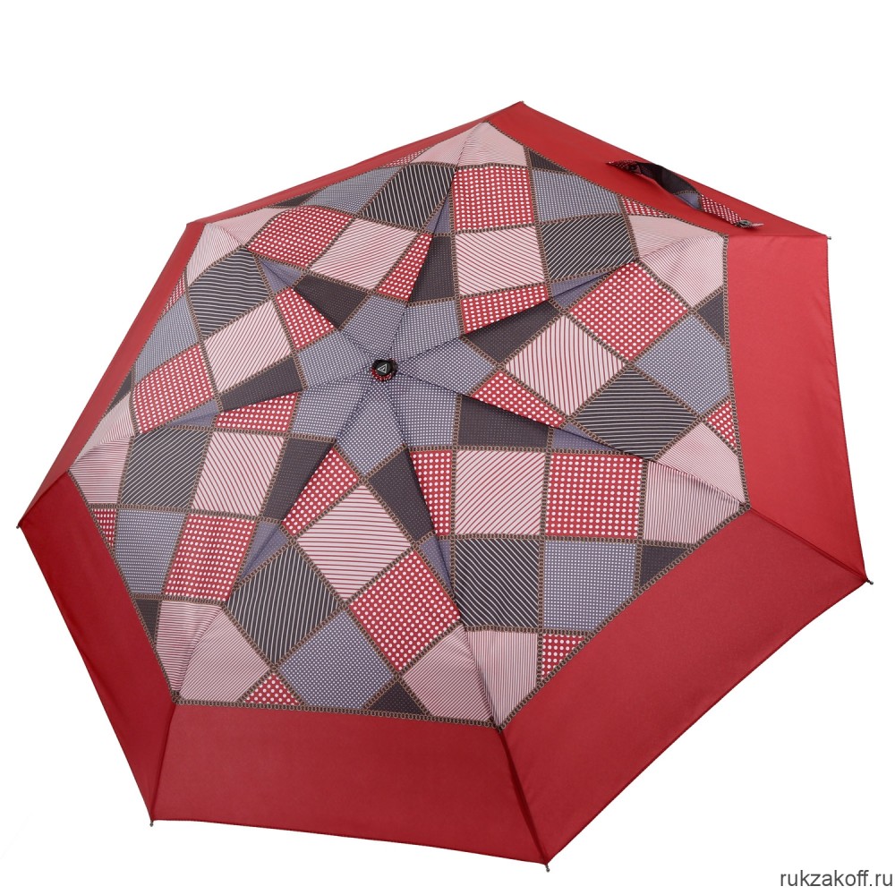Женский зонт Fabretti P-20186-4 автомат, 3 сложения, эпонж красный