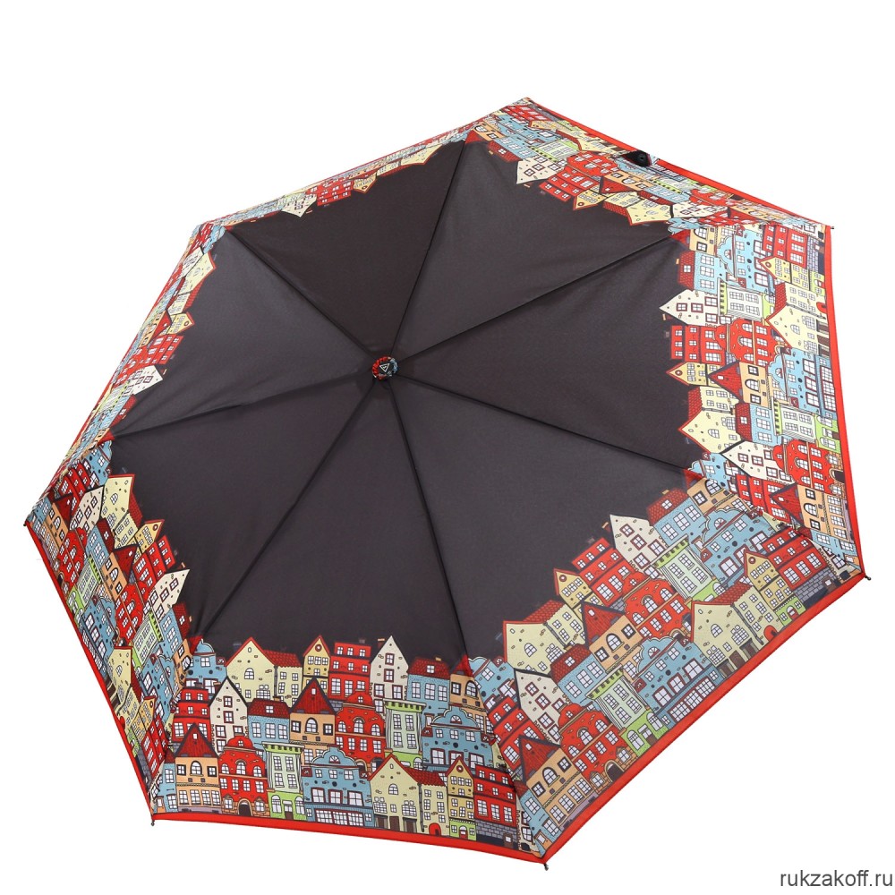 Женский зонт Fabretti P-20187-4 автомат, 3 сложения, эпонж красный