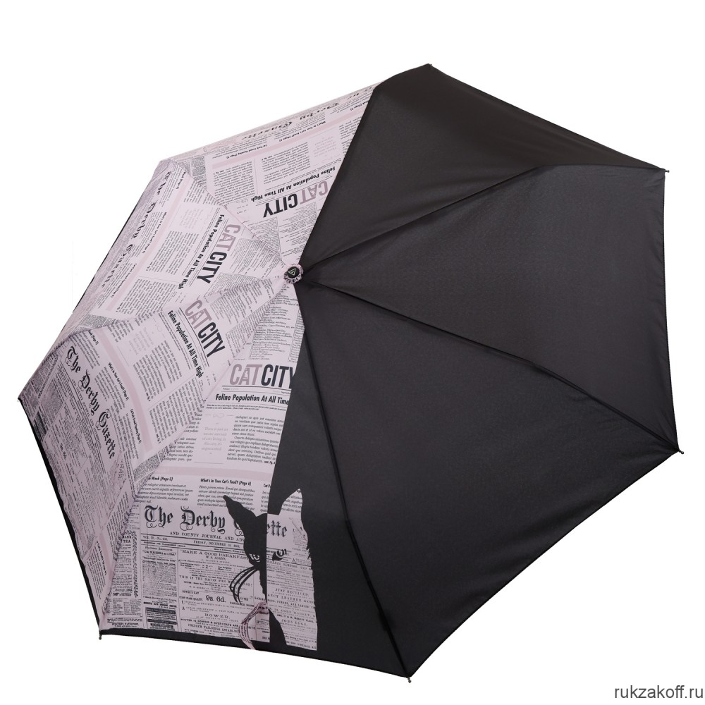 Женский зонт Fabretti P-20191-2 автомат, 3 сложения, эпонж черный