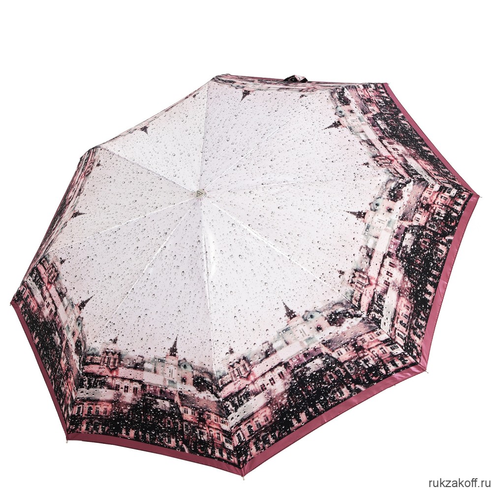 Женский зонт Fabretti UFLS0015-5 облегченный автомат, 3 сложения, сатин розовый