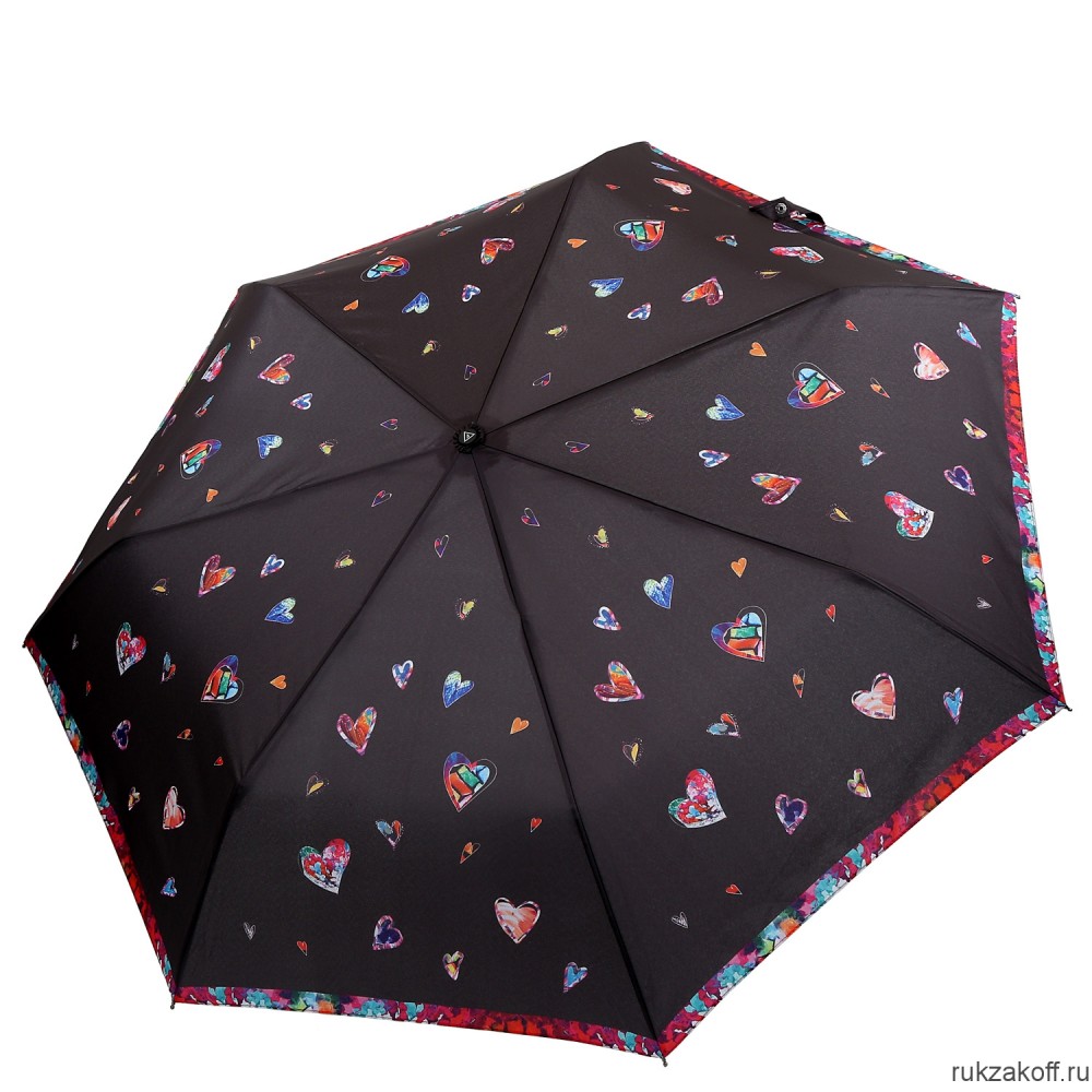 Женский зонт Fabretti P-20192-2 автомат, 3 сложения, эпонж черный