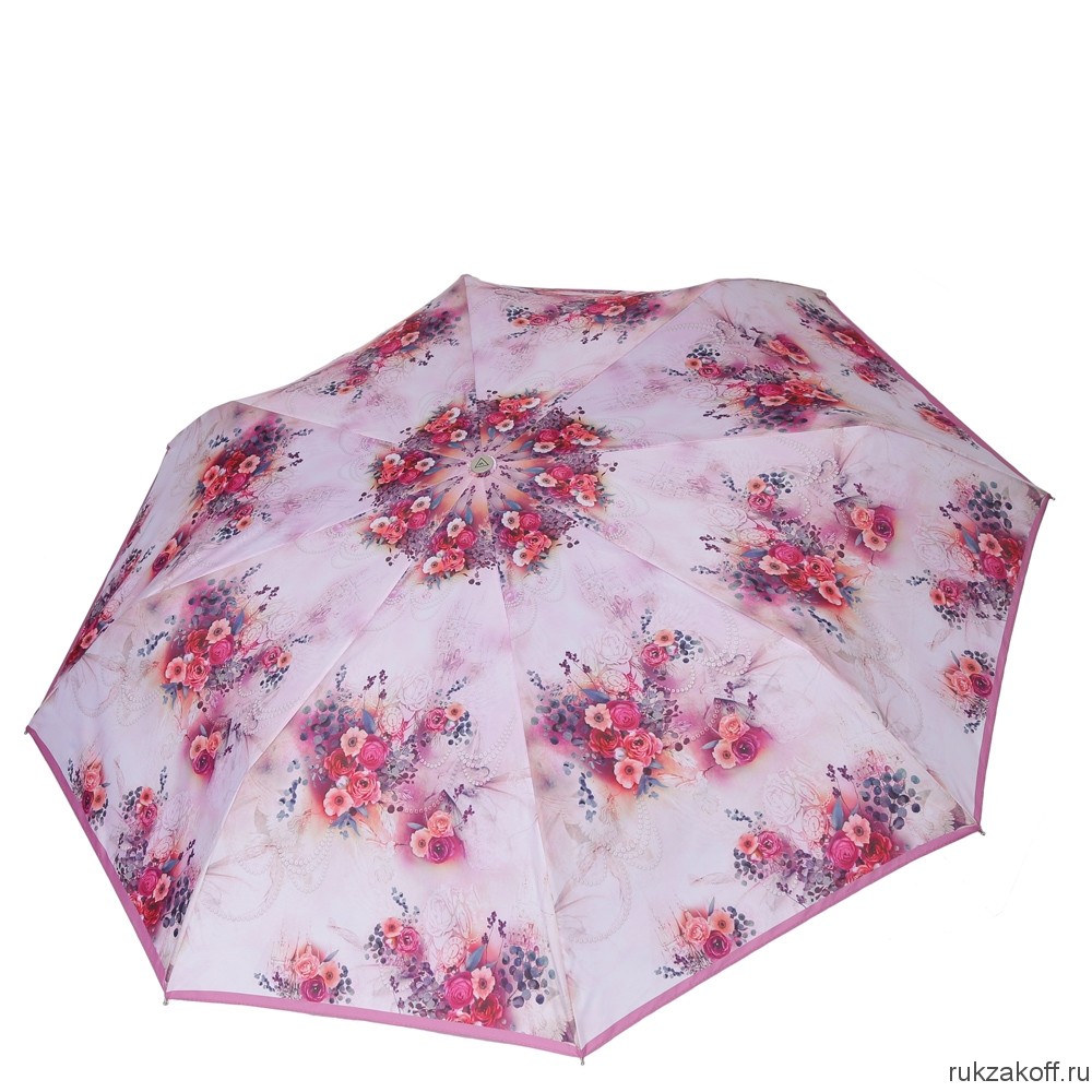 Женский зонт Fabretti L-19120-5 облегченный суперавтомат, 3 сложения, эпонж розовый