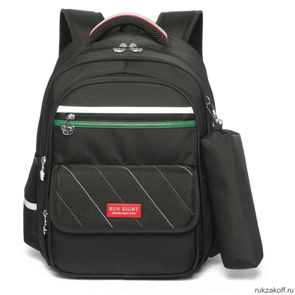 Рюкзак школьный в комплекте с пеналом Sun eight SE-2785 Чёрный