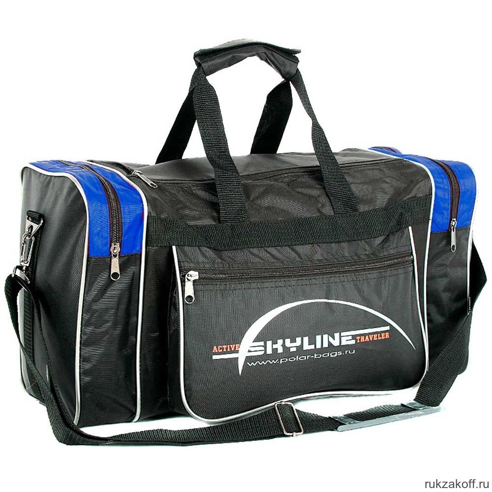 Спортивная сумка Polar 6009с Черный (синие вставки) 