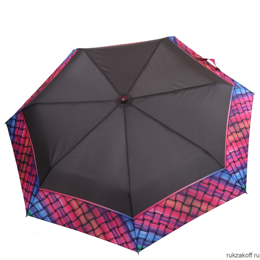 Женский зонт Fabretti P-20194-2 автомат, 3 сложения, эпонж черный
