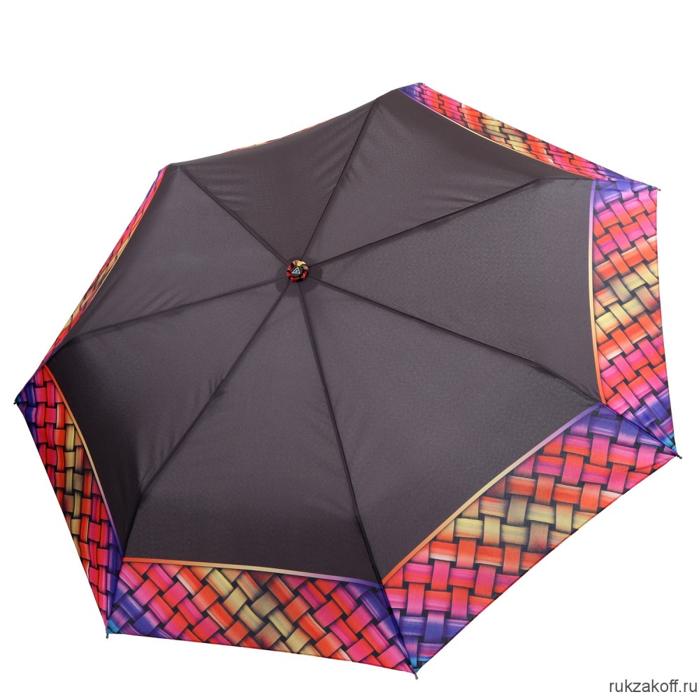 Женский зонт Fabretti P-20194-4 автомат, 3 сложения, эпонж черный