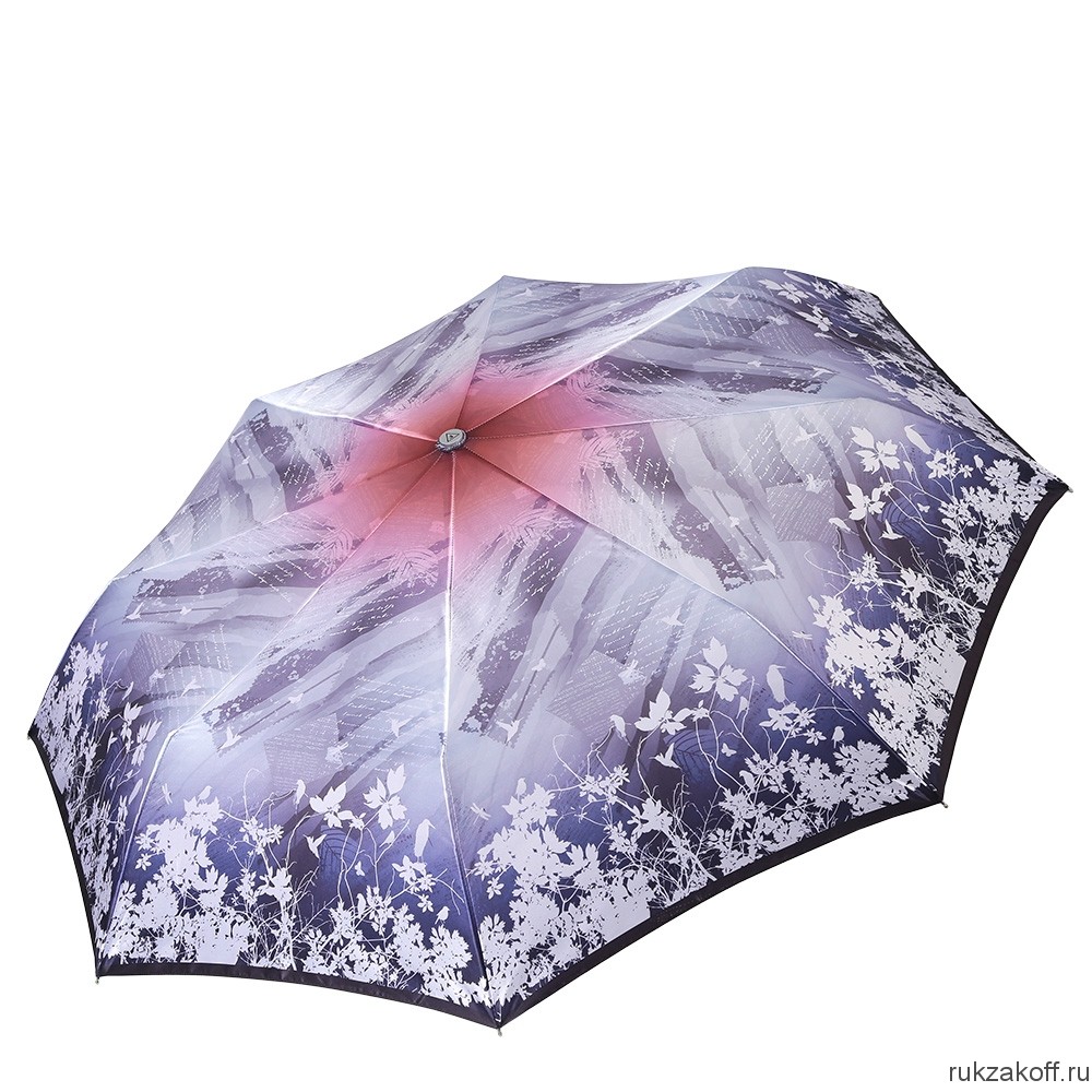 Женский зонт Fabretti L-17100-9 облегченный суперавтомат, 3 сложения, сатин серо-голубой