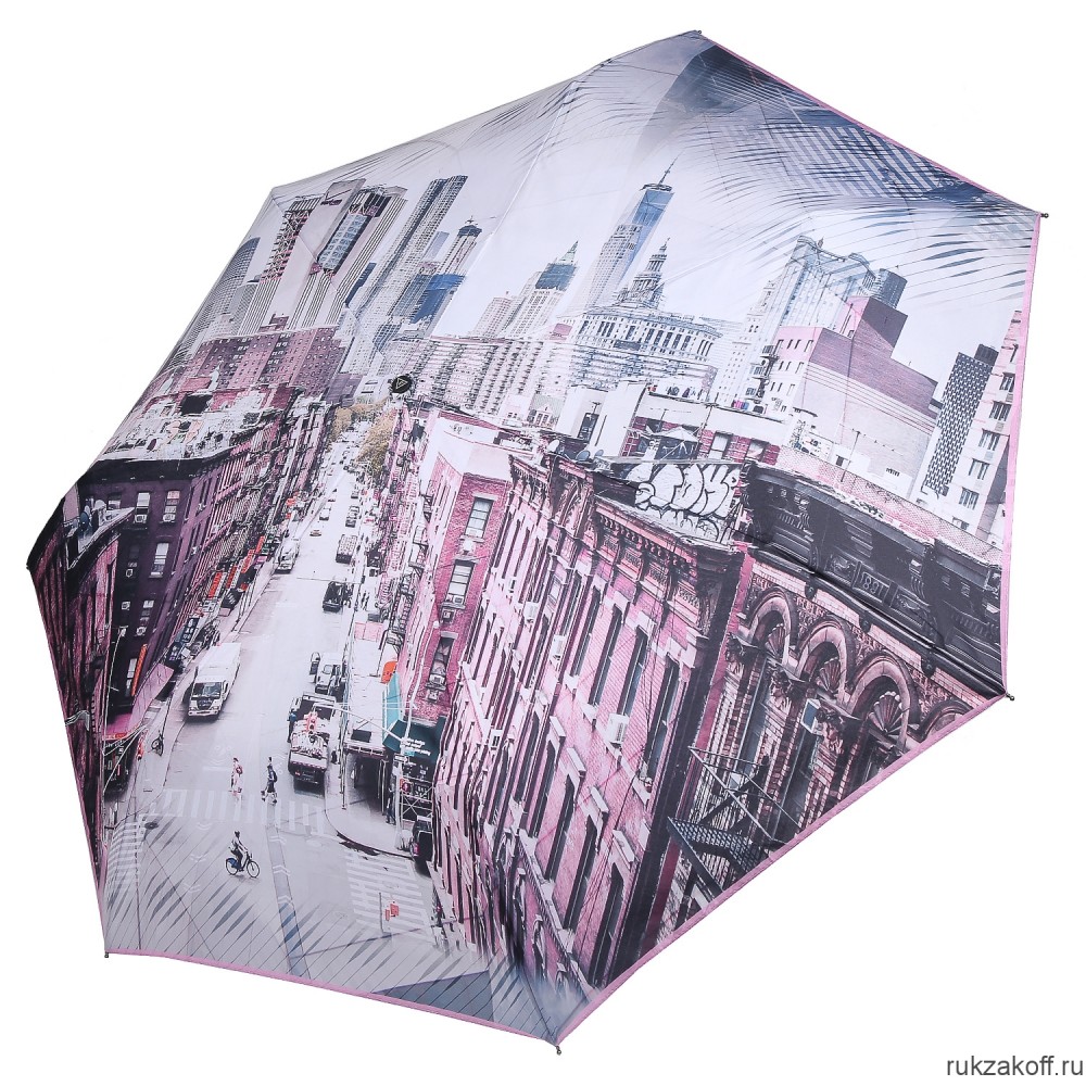 Женский зонт Fabretti P-20196-5 автомат, 3 сложения, эпонж розовый