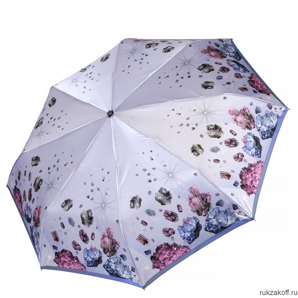 Женский зонт Fabretti S-20219-3 автомат, 3 сложения, сатин серый