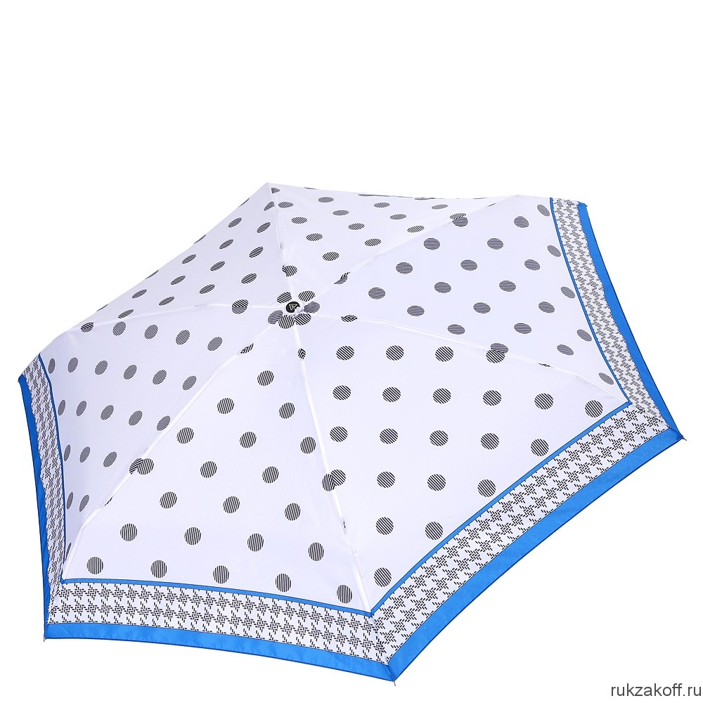 Женский зонт Fabretti MX-18101-4 механический, 5 сложений, эпонж белый/голубой