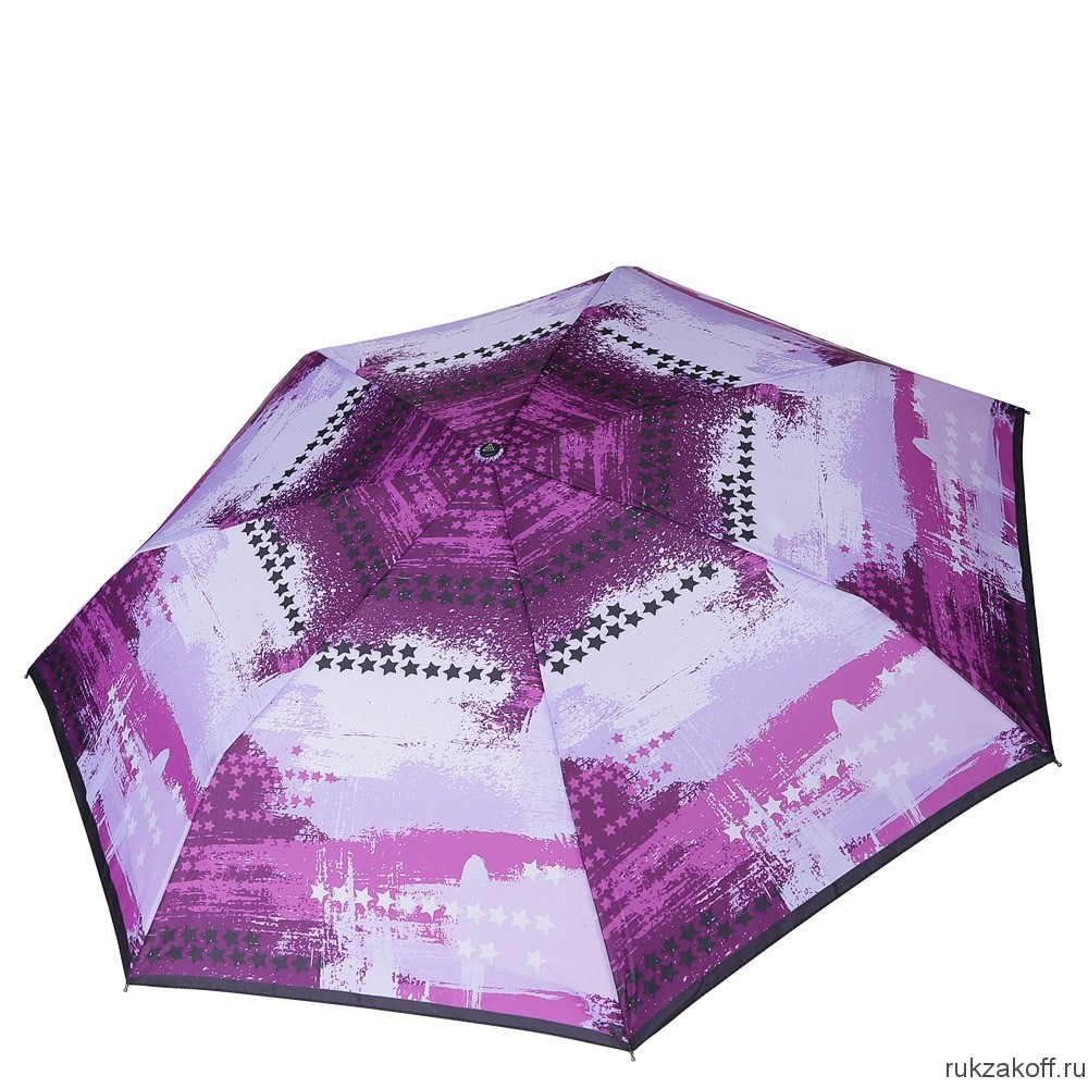 Женский зонт Fabretti P-18105-12 суперавтомат, 3 сложения, эпонж фиолетово-розовый