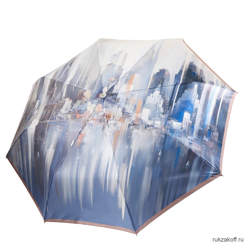 Женский зонт Fabretti L-20255-9 облегченный автомат, 3 сложения, сатин голубой
