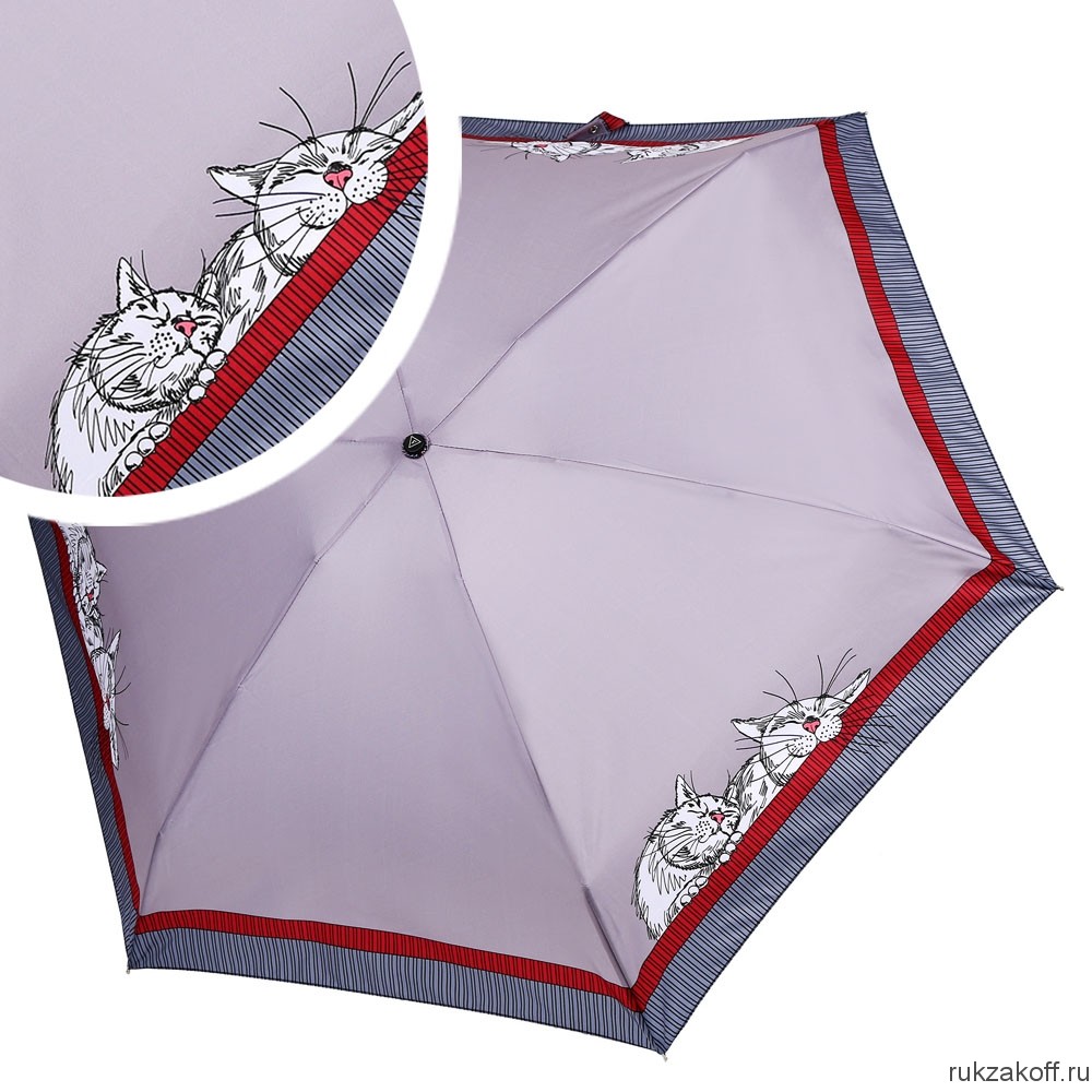 Женский зонт Fabretti MX-21106-3 механический, 5 сложений, эпонж серый