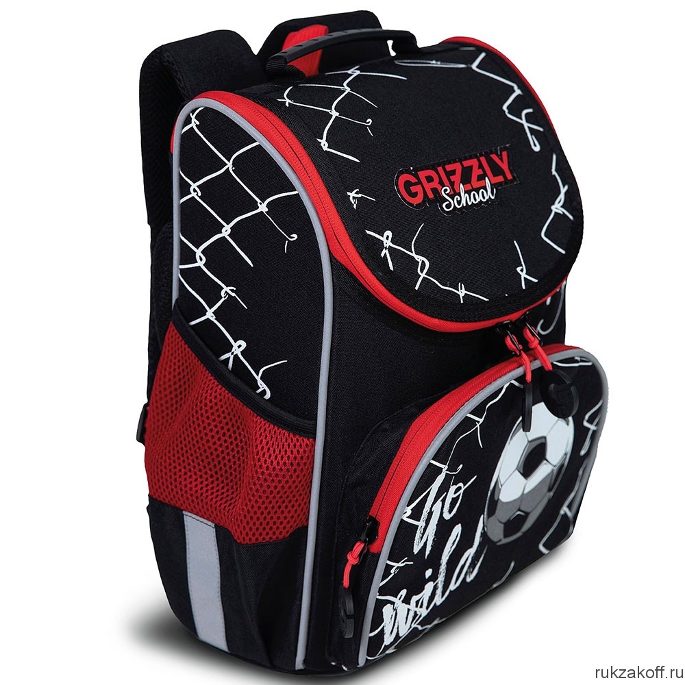 Рюкзак школьный с мешком GRIZZLY RAm-285-1 черный - красный