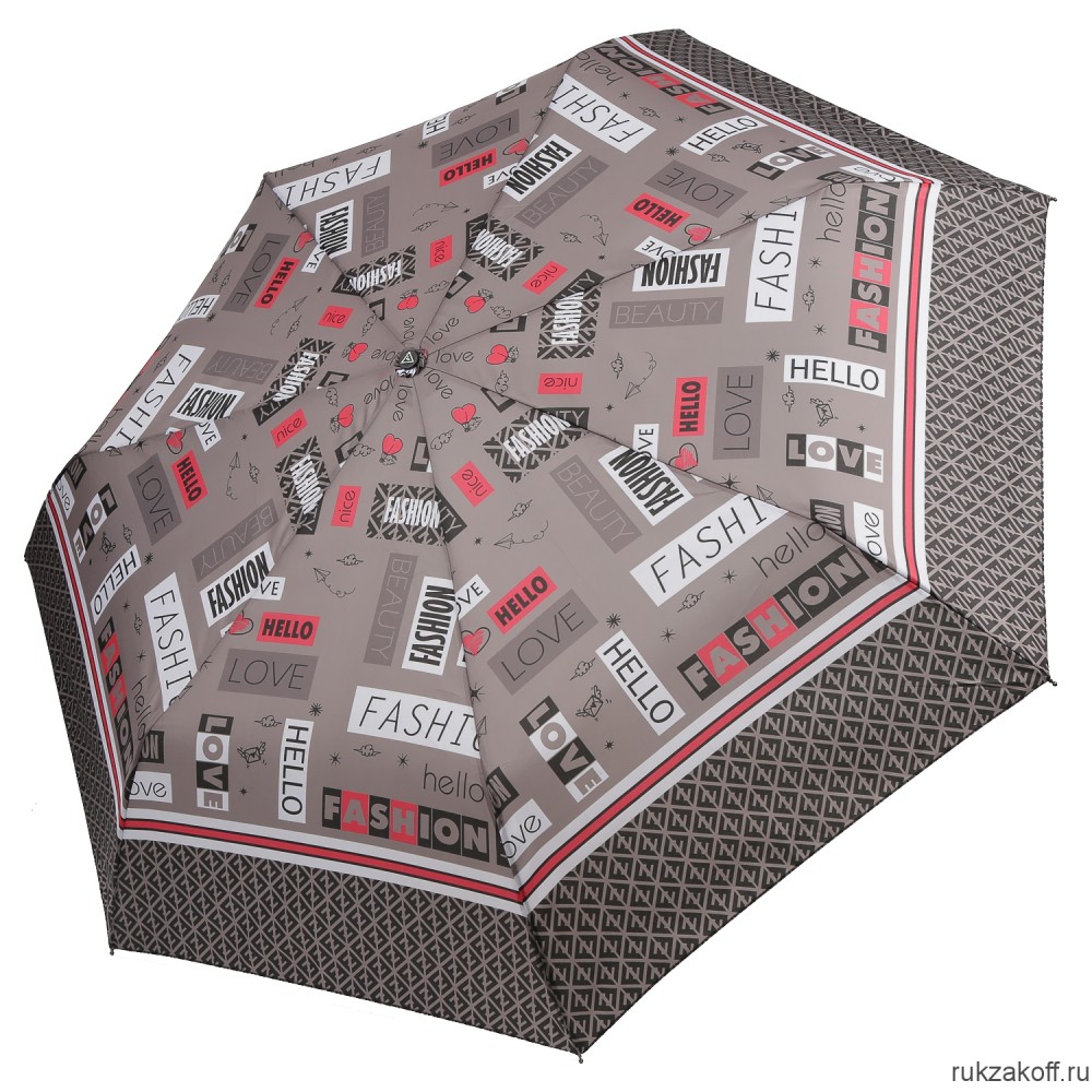 Женский зонт Fabretti P-20197-12 автомат, 3 сложения, эпонж коричневый