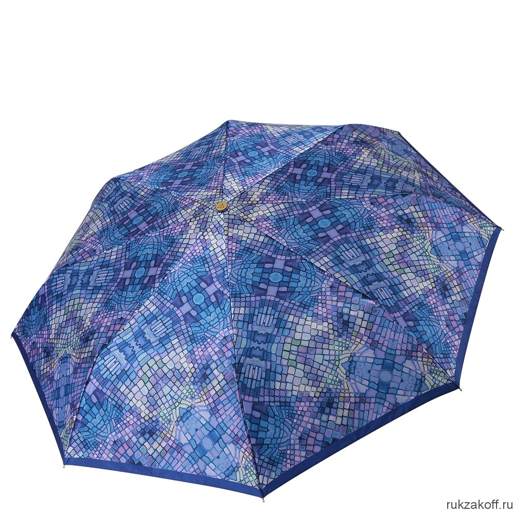 Женский зонт Fabretti L-20107-8 облегченный суперавтомат, 3 сложения,cатин синий