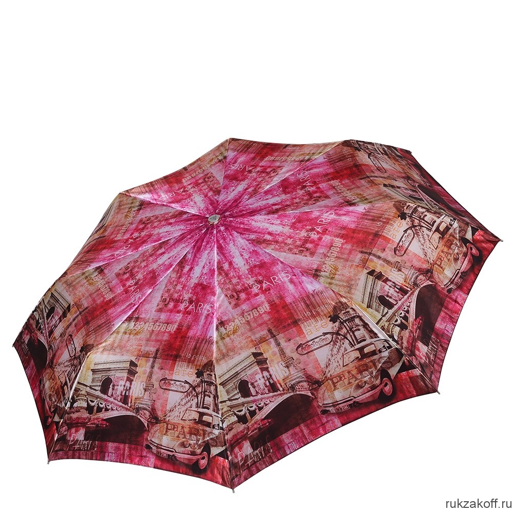 Женский зонт Fabretti L-17102-4 облегченный суперавтомат, 3 сложения, сатин розовато-лиловый