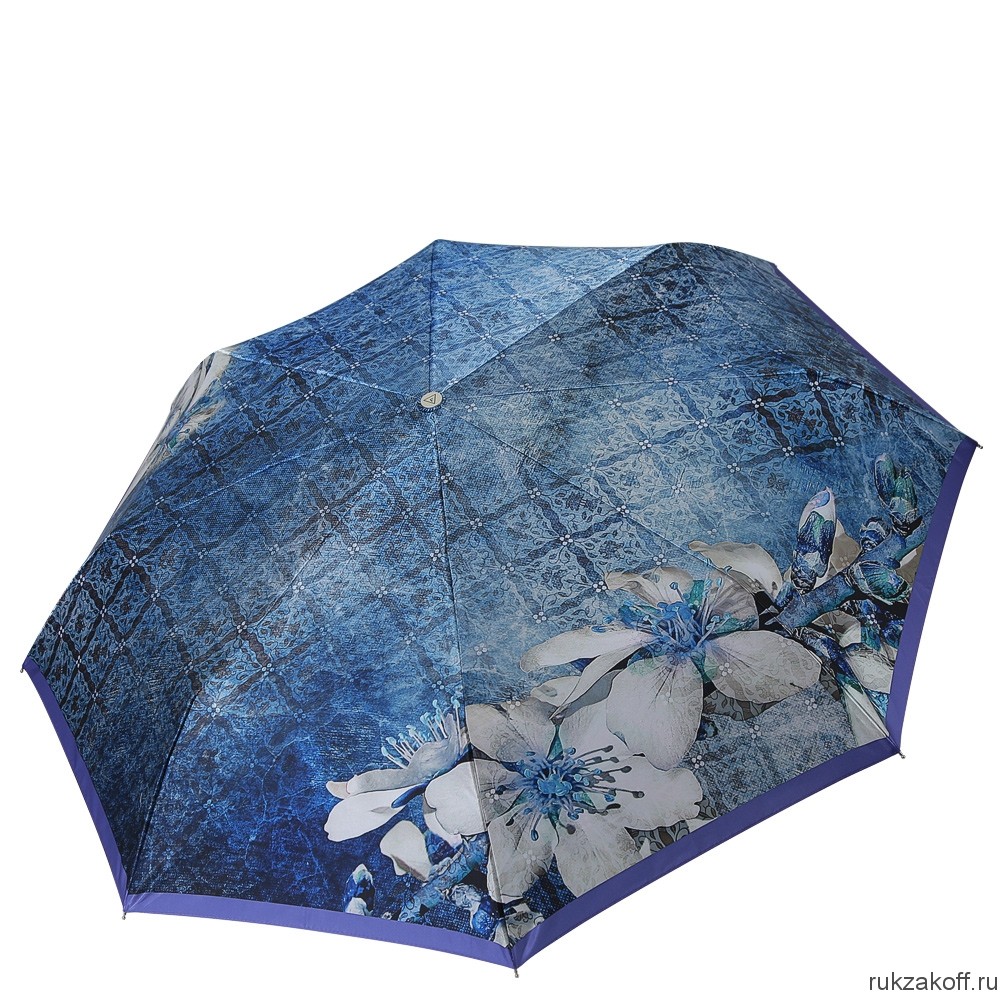 Женский зонт Fabretti L-20108-2 облегченный автомат, 3 сложения,cатин синий